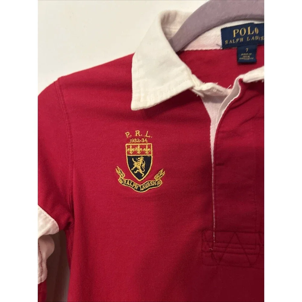 Kids Ralph Lauren Big Pony Polo Red Long Slleeve Size 7